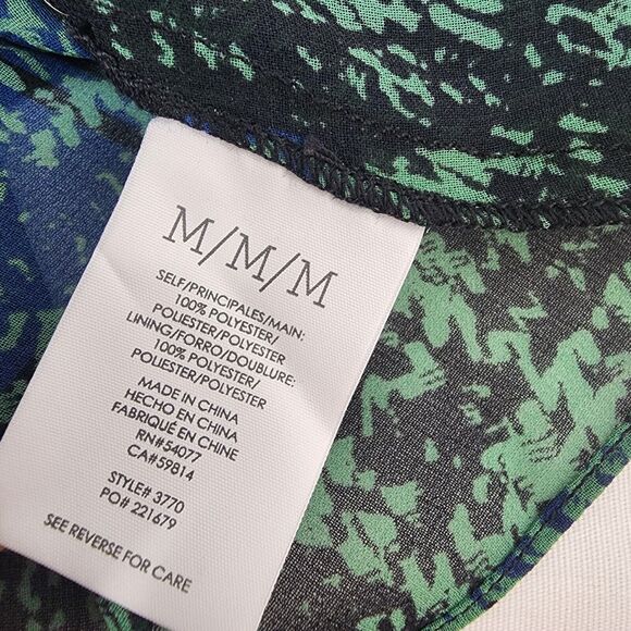 CABI Women's Top Medium Green Painted Plaid Paradox Layered Blouse Style 3770 - Picture 12 of 13